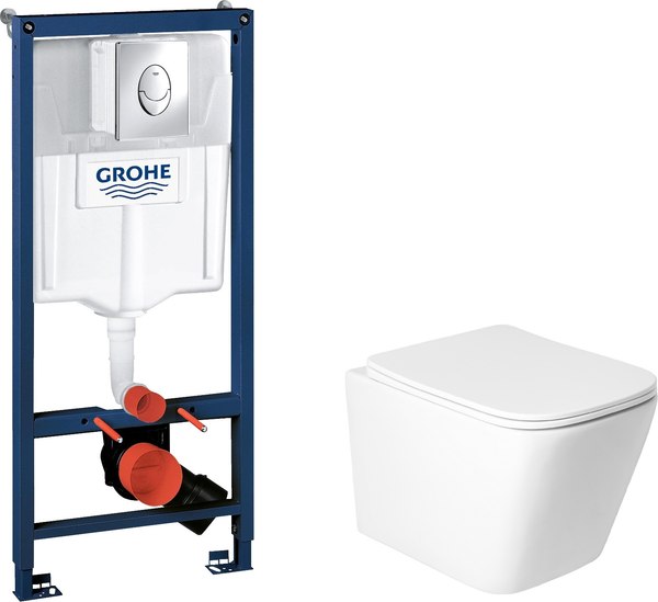 Унитаз подвесной с инсталляцией Saniteco KW-9004WS + GROHE Rapid SL 38721001