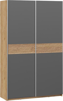 Шкаф-купе ТриЯ Оскар Скания Т2 1400 / 268616 (ручка серебро/дуб крафт золотой/серый графит/дуб тортугга) - 