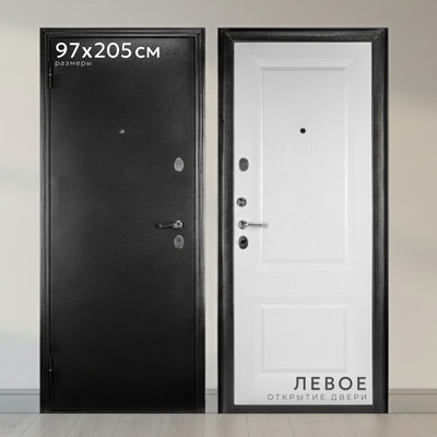 Входная дверь Guard Классика MG60 97х205 левая (черное серебро/белый ясень) - 