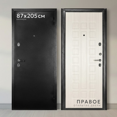 Входная дверь Guard MG60 МДФ 87х205 правая (черное серебро/белый ясень) - 