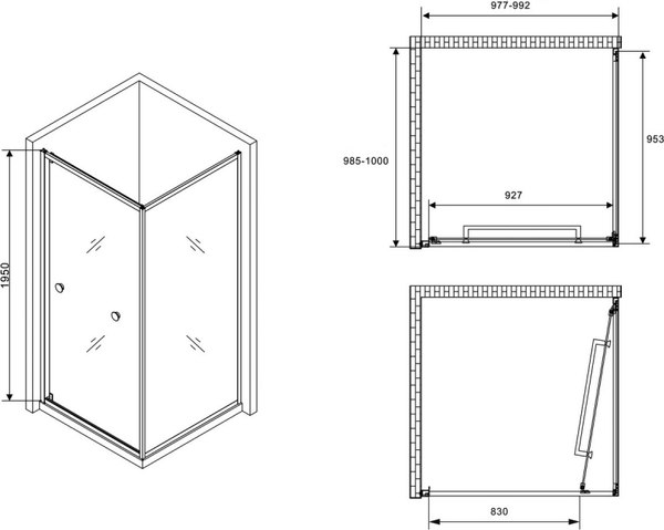 Купить Душевой уголок Abber Schwarzer Diamant AG0A100B в Минске