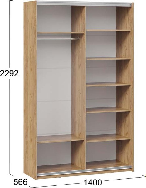 Шкаф-купе ТриЯ Оскар Хилтон Т2 1400 / 271067 (ручка серебро/дуб крафт золотой/графит матовый)