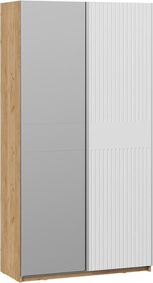Шкаф-купе ТриЯ Оскар Хилтон Т2 1200 / 271032 (ручка серебро/дуб крафт золотой/белый матовый) - 