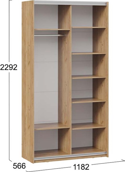 Шкаф-купе ТриЯ Оскар Хилтон Т2 1200 / 271032 (ручка серебро/дуб крафт золотой/белый матовый)