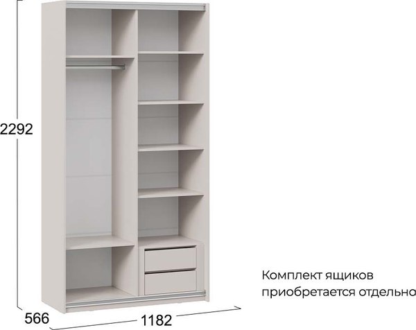 Шкаф-купе ТриЯ Оскар Хилтон Т2 1200 / 271035 (ручка серебро/кашемир/кашемир сатин)