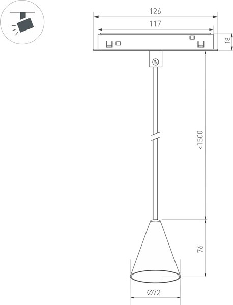 Трековый светильник Arlight MAG-ORIENT-CONE-HANG-7W Day4000 BK 40deg / 036391