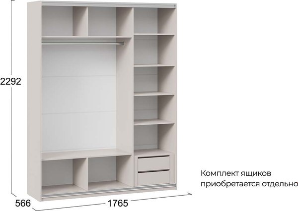 Шкаф-купе ТриЯ Оскар Хилтон Т2 1800 / 271098 (ручка белая/кашемир/кашемир сатин)