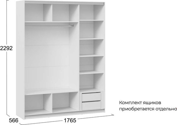 Шкаф-купе ТриЯ Оскар Хилтон Т2 1800 / 271099 (ручка серебро/белый снег/белый матовый)