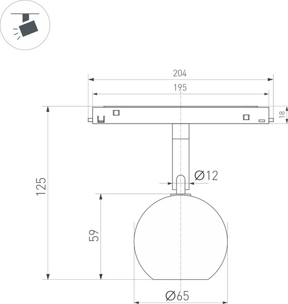 Трековый светильник Arlight MAG-ORIENT-ORB-R60-10W Warm3000 BK 35deg / 036808