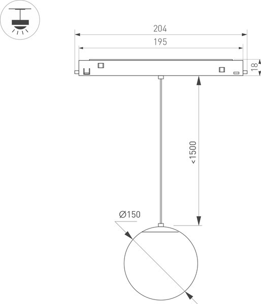 Трековый светильник Arlight MAG-ORIENT-SFERO-HANG-R150-10W Day4000 BK 300deg / 035759