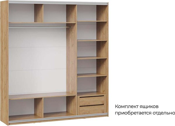 Шкаф-купе ТриЯ Оскар Хилтон Т2 2100 / 271118 (ручка серебро/дуб крафт золотой/графит матовый)