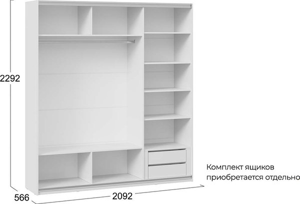 Шкаф-купе ТриЯ Оскар Хилтон Т2 2100 / 271122 (ручка черная/белый снег/белый матовый)