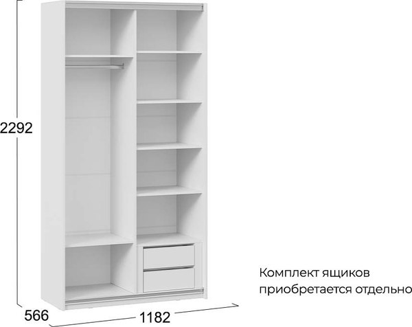Шкаф-купе ТриЯ Оскар Т2 1200 / 271151 (ручка серебро/белый снег)