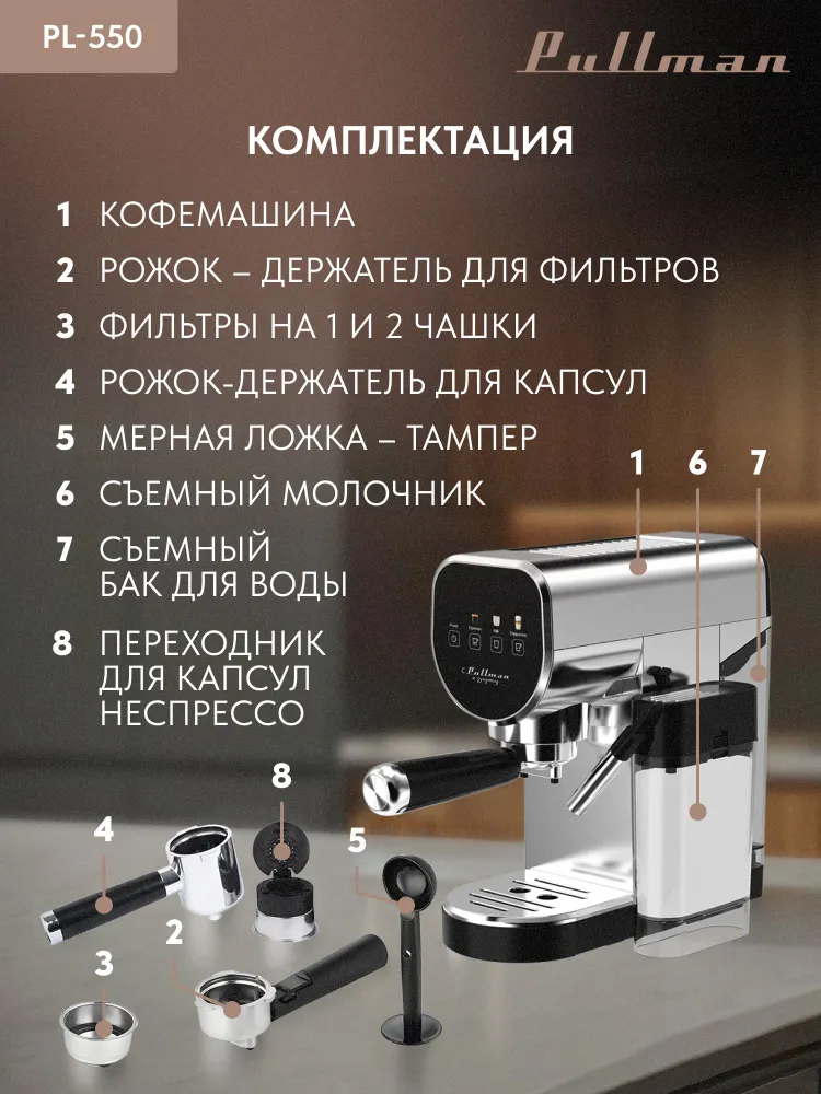 Кофеварка эспрессо Pullman PL-550 — фото 10
