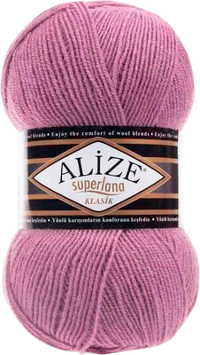 Пряжа для вязания Alize Superlana 25% шерсть, 75% акрил / 28 (280м, сухая роза) - 