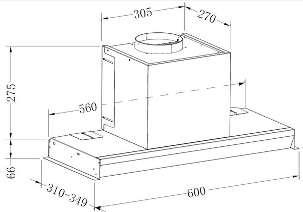 Купить Вытяжка скрытая ZORG Aura 1260 60 S-GS  