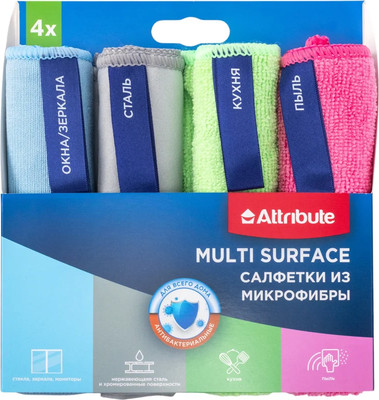 Набор салфеток хозяйственных Attribute Multi Surface / ACC011 (4шт) - 