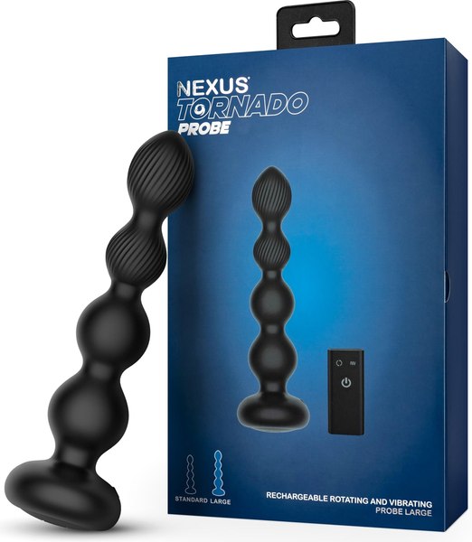 Вибропробка Nexus Tornado Beaded Probe Large с функцией вращения / TORP002 (черный)