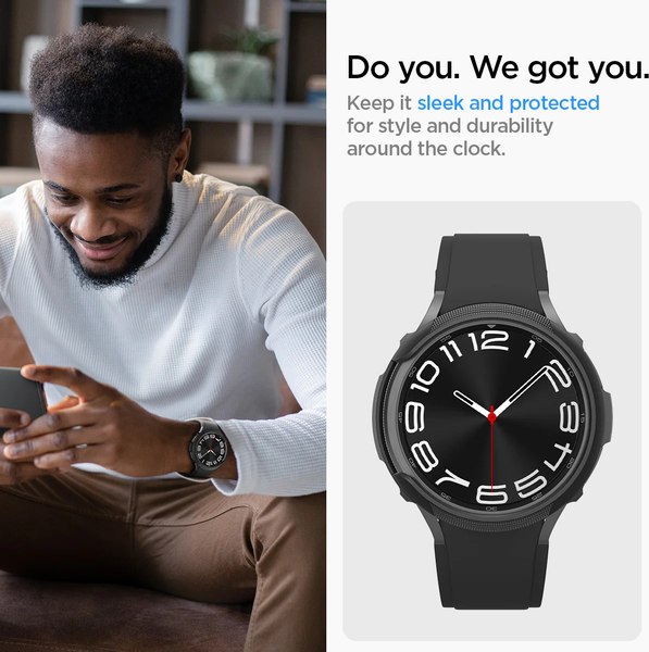 Защитный чехол для умных часов Spigen Liquid Air для Samsung Galaxy Watch 6 Classic 43мм / ACS06395 (Matte Black)