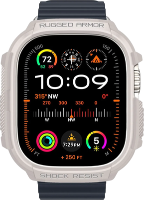 Защитный чехол для умных часов Spigen Rugged Armor для Apple Watch Ultra 12 49мм / ACS07381 (Dune Beige) - 