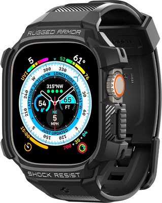 Ремешок для умных часов Spigen Rugged Armor Pro для Apple Watch Ultra / ACS05460 (черный) - 