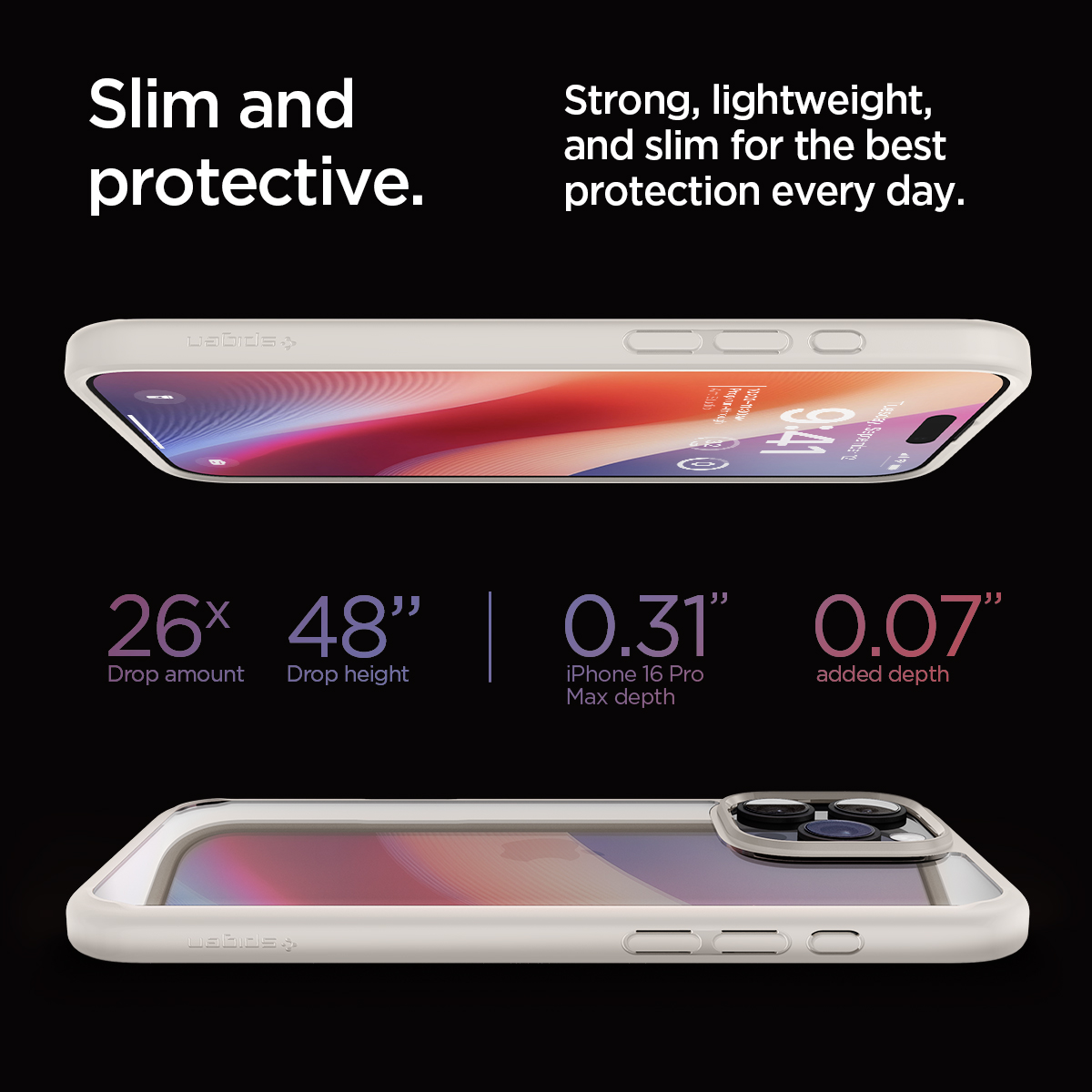 Чехол-накладка Spigen Ultra Hybrid для iPhone 16 Pro Max / ACS08385 (Natural Titanium) — фото 3
