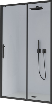 Душевая дверь Veconi E1 140x195 / E1-B-140-01-C9 (стекло прозрачное/черный матовый) -