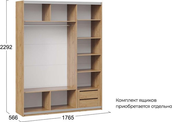 Шкаф-купе ТриЯ Оскар Т2 1800 / 271186 (ручка серебро/дуб крафт золотой)
