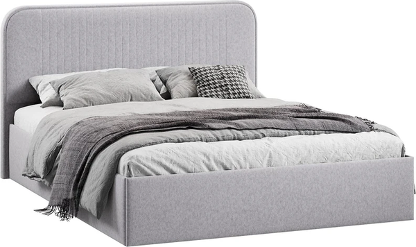 Двуспальная кровать ТриЯ Тиффани Тип 1 c ПМ 180x200 (микровелюр Jercy Silver)
