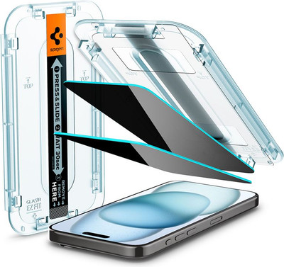 Защитное стекло для телефона Spigen Glas.tr Ez Fit для iPhone 15 / AGL07121 (Privacy) -