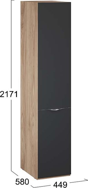 Шкаф-пенал ТриЯ Глосс 580 / СМ-319.07.001 (яблоня беллуно/cтекло графит матовый)