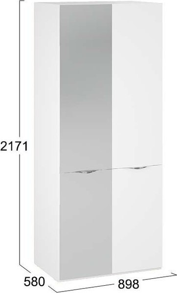 Шкаф ТриЯ Глосс 580 / СМ-319.07.005 (белый жемчуг/белый глянец)