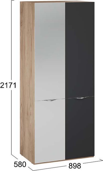 Шкаф ТриЯ Глосс 580 / СМ-319.07.005 (яблоня беллуно/cтекло графит матовый)