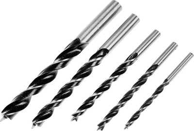 Набор сверл Tundra Цилиндрический хвостовик по дереву 4-5-6-8-10мм / 1119704 (5шт) - 