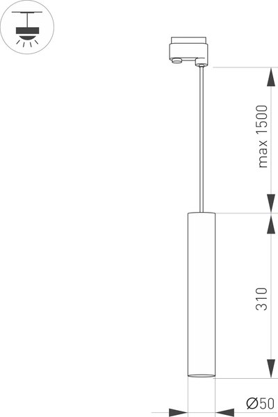 Трековый светильник Arlight LGD-PIPE-TRACK-HANG-4TR-R50-9W Day4000 BK 40deg / 037426