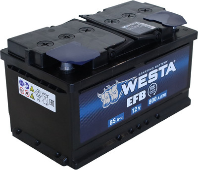 Автомобильный аккумулятор Westa EFB 6СТ-85 VLR Euro низкий ПEFBн0036 (85 А/ч) - 