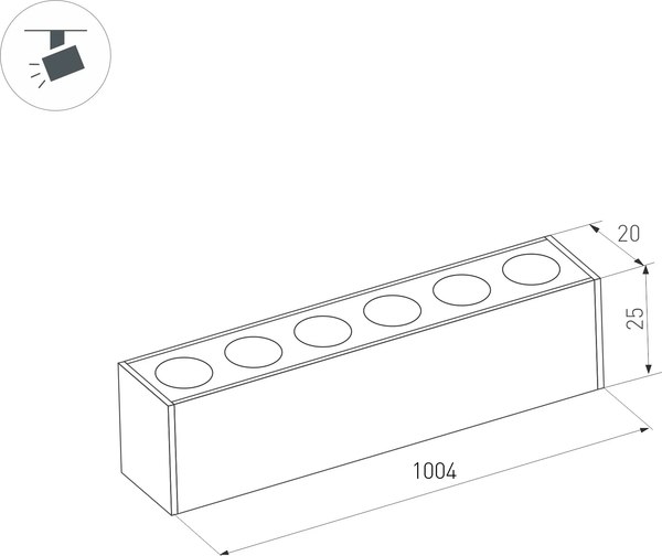 Трековый светильник Arlight MAG-DOTS-25-L1000-30W Warm3000 BK 30deg / 034211