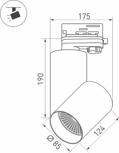 Трековый светильник Arlight SP-POLO-TRACK-TURN-R85-15W Day4000 BK-BK 40deg / 027428