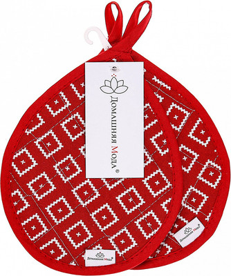 Набор прихваток Домашняя мода Диагональ брусничный Капелька 20х15.5 (2шт) - 