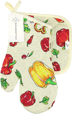 

Набор прихваток, Перцы Варежка 15х30 + прихватка 20х20