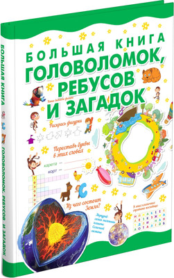 

Развивающая книга, Большая книга головоломок, ребусов и загадок, твердая обложка