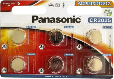 Комплект батареек Panasonic Lithium CR2025 BL6 (CR-2025EL/6BW) -