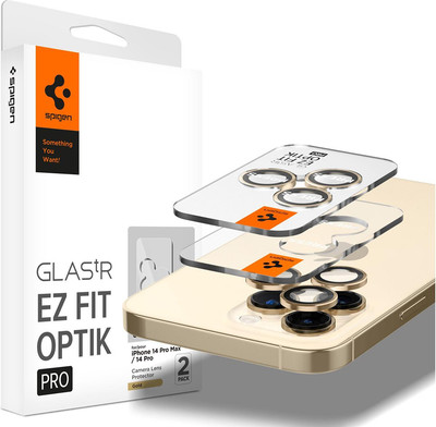 Набор защитных стекол для телефона Spigen Optik Ez Fit Camera Pr. iPhone 14 Pro/14 Pro Max / AGL05598 (2шт, золотой) -