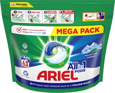 Капсулы для стирки Ariel Горный родник (63шт) - 