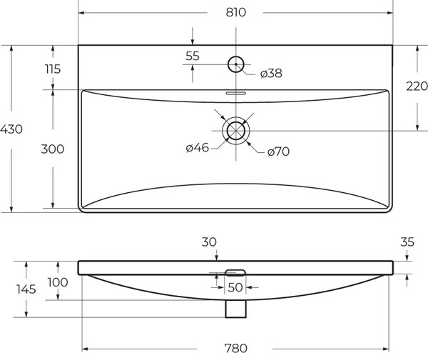 Тумба с умывальником BelBagno Noce DUE-800-2C-SO-NOCE-P + BB-8076-3-80