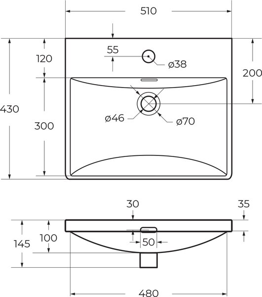 Тумба с умывальником BelBagno Noce DUE-500-2C-SO-NOCE-P + BB-8076-3-50