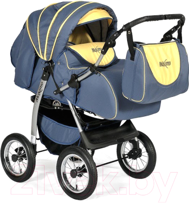 Детская универсальная коляска INDIGO Maximo (Ma 09, темно-графитовый/желтый)