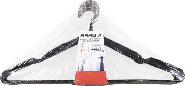 Набор металлических вешалок-плечиков Brabix Premium / 608467 (10шт, черный)
