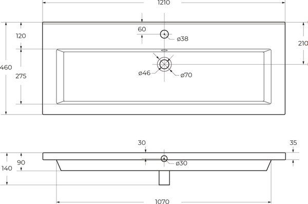 Тумба с умывальником Cezares MOLVENO-46-120-2C-SO-LB + CZR-8070-120