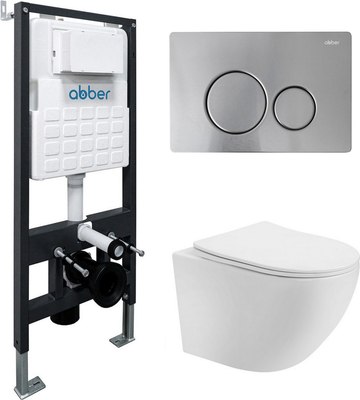

Унитаз подвесной с инсталляцией, Bequem AC1100T-AC0105-AC0121MCH